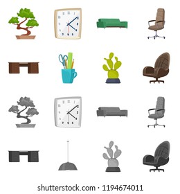 Isolated object of furniture and work icon. Set of furniture and home vector icon for stock.