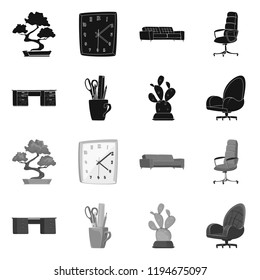 Isolated object of furniture and work icon. Collection of furniture and home stock symbol for web.