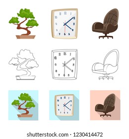 Isolated object of furniture and work icon. Set of furniture and home vector icon for stock.