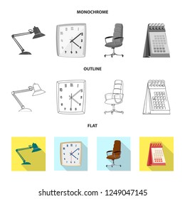 Isolated object of furniture and work icon. Set of furniture and home stock vector illustration.