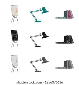 Isolated object of furniture and work icon. Collection of furniture and home stock vector illustration.
