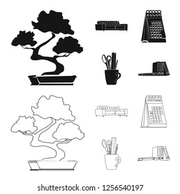 Isolated object of furniture and work icon. Collection of furniture and home stock symbol for web.