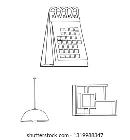 Isolated object of furniture and work icon. Collection of furniture and home stock symbol for web.