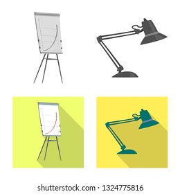 Isolated object of furniture and work icon. Collection of furniture and home vector icon for stock.