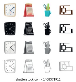 Isolated object of furniture and work icon. Set of furniture and home vector icon for stock.