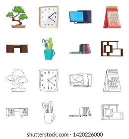 Isolated object of furniture and work icon. Set of furniture and home vector icon for stock.
