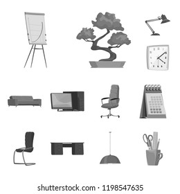 Isolated object of furniture and work logo. Collection of furniture and home stock vector illustration.