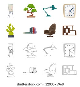 Isolated object of furniture and work logo. Set of furniture and home stock symbol for web.