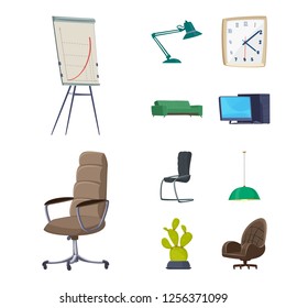 Isolated object of furniture and work logo. Collection of furniture and home stock vector illustration.