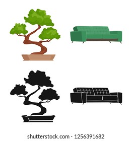 Isolated object of furniture and work logo. Collection of furniture and home stock vector illustration.
