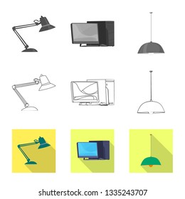 Isolated object of furniture and work logo. Set of furniture and home stock vector illustration.