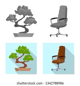 Isolated object of furniture and work logo. Set of furniture and home vector icon for stock.