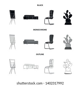 Isolated object of furniture and work logo. Set of furniture and home vector icon for stock.