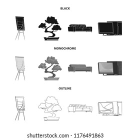 Isolated object of furniture and work sign. Set of furniture and home stock vector illustration.