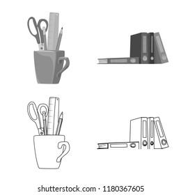 Isolated object of furniture and work sign. Set of furniture and home vector icon for stock.