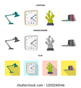 Isolated object of furniture and work sign. Set of furniture and home stock symbol for web.