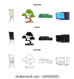 Isolated object of furniture and work sign. Collection of furniture and home stock symbol for web.
