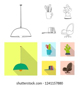 Isolated object of furniture and work sign. Set of furniture and home vector icon for stock.