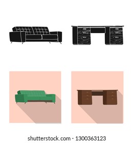Isolated object of furniture and work sign. Collection of furniture and home stock symbol for web.