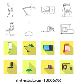 Isolated object of furniture and work symbol. Collection of furniture and home vector icon for stock.