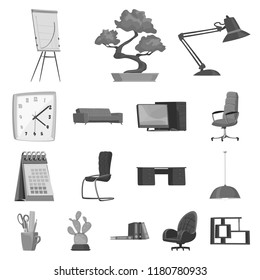 Isolated object of furniture and work symbol. Collection of furniture and home stock symbol for web.
