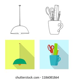 Isolated object of furniture and work symbol. Set of furniture and home vector icon for stock.