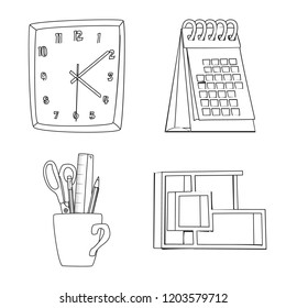 Isolated object of furniture and work symbol. Set of furniture and home vector icon for stock.