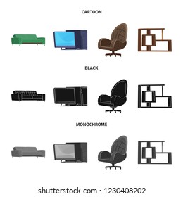 Isolated object of furniture and work symbol. Collection of furniture and home stock symbol for web.
