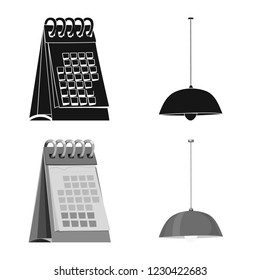 Isolated object of furniture and work symbol. Collection of furniture and home stock vector illustration.