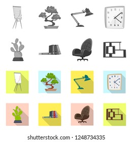 Isolated object of furniture and work symbol. Collection of furniture and home stock symbol for web.