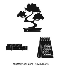 Isolated object of furniture and work symbol. Set of furniture and home stock symbol for web.
