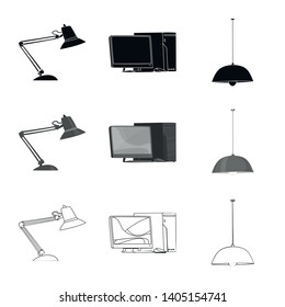 Isolated object of furniture and work symbol. Collection of furniture and home vector icon for stock.