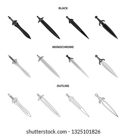 Isolated object of game  and armor  icon. Collection of game  and blade  stock vector illustration.