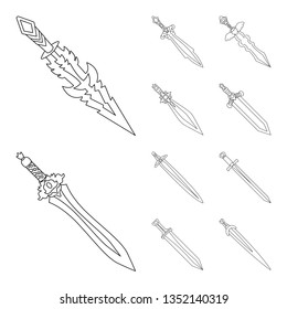 Isolated object of game  and armor  icon. Collection of game  and blade  stock vector illustration.