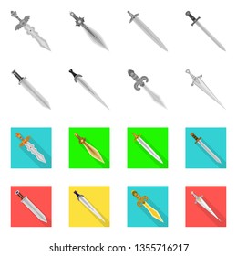 Isolated object of game  and armor  icon. Collection of game  and blade  stock vector illustration.