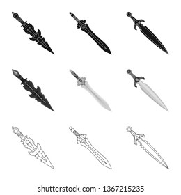 Isolated object of game  and armor  icon. Set of game  and blade  stock symbol for web.