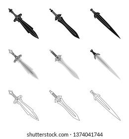 Isolated object of game  and armor  icon. Set of game  and blade  vector icon for stock.