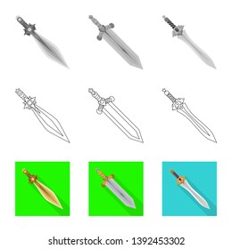 Isolated object of game  and armor  icon. Set of game  and blade  stock symbol for web.