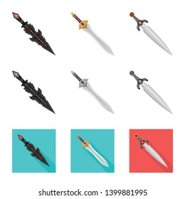 Isolated object of game  and armor  icon. Set of game  and blade  stock symbol for web.