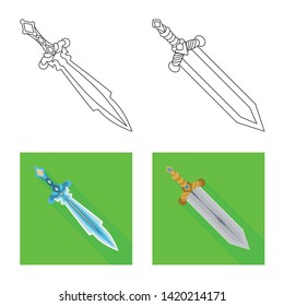 Isolated object of game  and armor  icon. Set of game  and blade  stock symbol for web.