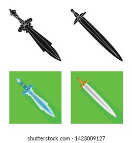 Isolated object of game  and armor  icon. Collection of game  and blade  stock vector illustration.