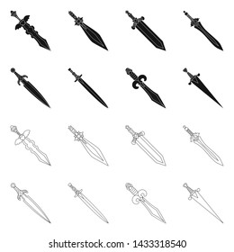 Isolated object of game and armor icon. Set of game and blade stock vector illustration.