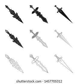 Isolated object of game and armor icon. Collection of game and blade stock vector illustration.