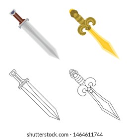 Isolated object of game and armor icon. Set of game and blade vector icon for stock.