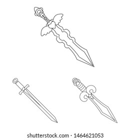 Isolated object of game and armor icon. Collection of game and blade stock vector illustration.