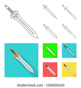 Isolated object of game  and armor  logo. Set of game  and blade  stock vector illustration.