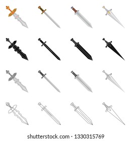 Isolated object of game  and armor  logo. Set of game  and blade  stock symbol for web.