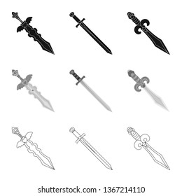 Isolated object of game  and armor  logo. Collection of game  and blade  stock vector illustration.