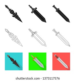 Isolated object of game  and armor  logo. Collection of game  and blade  vector icon for stock.
