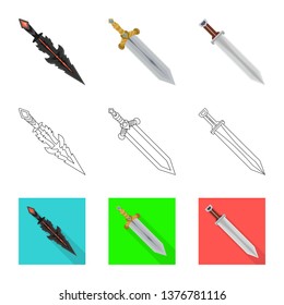 Isolated object of game  and armor  logo. Collection of game  and blade  stock vector illustration.